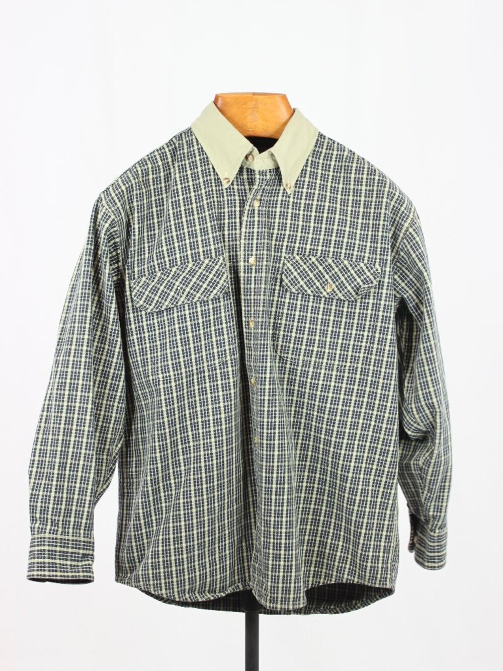 Vintage 90's NORTHERN SPIRIT Green Check Cotton Flannel Over Shirt, Size M
